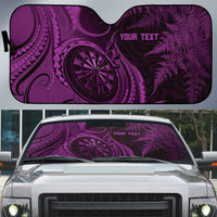 Personalised New Zealand Purple Darts Auto Sun Shade Maori Fern Curve Style