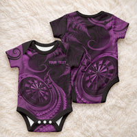 Personalised New Zealand Purple Darts Baby Onesie Maori Fern Curve Style