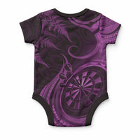 Personalised New Zealand Purple Darts Baby Onesie Maori Fern Curve Style