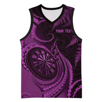 Personalised New Zealand Purple Darts Basketball Jersey Maori Fern Curve Style