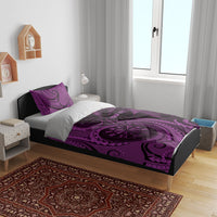 Personalised New Zealand Purple Darts Bedding Set Maori Fern Curve Style