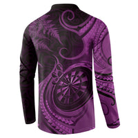 Personalised New Zealand Purple Darts Button Sweatshirt Maori Fern Curve Style