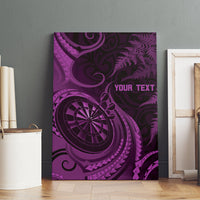 Personalised New Zealand Purple Darts Canvas Wall Art Maori Fern Curve Style