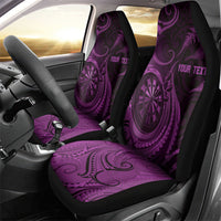 Personalised New Zealand Purple Darts Car Seat Cover Maori Fern Curve Style