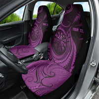 Personalised New Zealand Purple Darts Car Seat Cover Maori Fern Curve Style