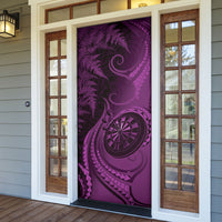 New Zealand Purple Darts Door Cover Maori Fern Curve Style