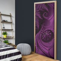 New Zealand Purple Darts Door Cover Maori Fern Curve Style