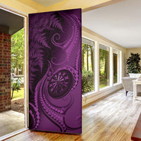 New Zealand Purple Darts Door Cover Maori Fern Curve Style
