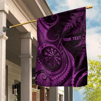 Personalised New Zealand Purple Darts Garden Flag Maori Fern Curve Style