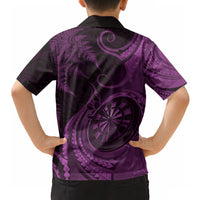 Personalised New Zealand Purple Darts Hawaiian Shirt Maori Fern Curve Style