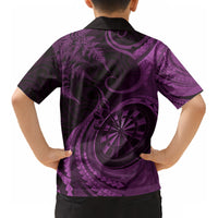 Personalised New Zealand Purple Darts Kid Hawaiian Shirt Maori Fern Curve Style