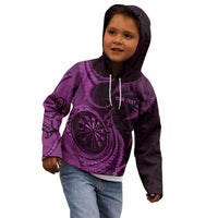 Personalised New Zealand Purple Darts Kid Hoodie Maori Fern Curve Style