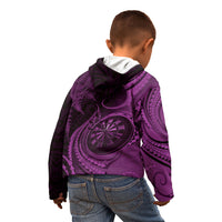 Personalised New Zealand Purple Darts Kid Hoodie Maori Fern Curve Style