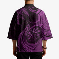 Personalised New Zealand Purple Darts Kimono Maori Fern Curve Style