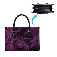 Personalised New Zealand Purple Darts Leather Bag Maori Fern Curve Style