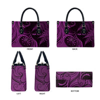 Personalised New Zealand Purple Darts Leather Bag Maori Fern Curve Style
