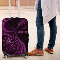 Personalised New Zealand Purple Darts Luggage Cover Maori Fern Curve Style