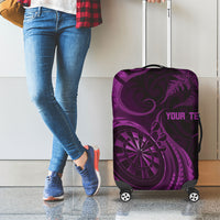Personalised New Zealand Purple Darts Luggage Cover Maori Fern Curve Style