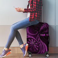 Personalised New Zealand Purple Darts Luggage Cover Maori Fern Curve Style