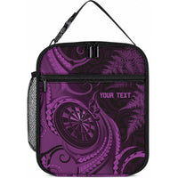 Personalised New Zealand Purple Darts Lunch Bag Maori Fern Curve Style