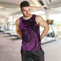Personalised New Zealand Purple Darts Men Tank Top Maori Fern Curve Style