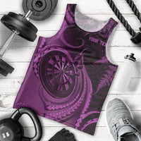 Personalised New Zealand Purple Darts Men Tank Top Maori Fern Curve Style