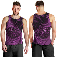 Personalised New Zealand Purple Darts Men Tank Top Maori Fern Curve Style
