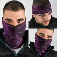 Personalised New Zealand Purple Darts Neck Gaiter Maori Fern Curve Style