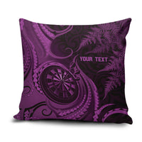Personalised New Zealand Purple Darts Pillow Cover Maori Fern Curve Style