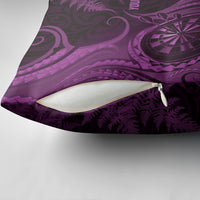 Personalised New Zealand Purple Darts Pillow Cover Maori Fern Curve Style