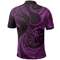 Personalised New Zealand Purple Darts Polo Shirt Maori Fern Curve Style