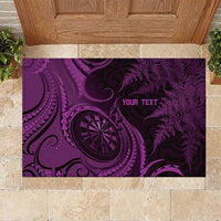 Personalised New Zealand Purple Darts Rubber Doormat Maori Fern Curve Style