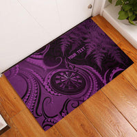 Personalised New Zealand Purple Darts Rubber Doormat Maori Fern Curve Style