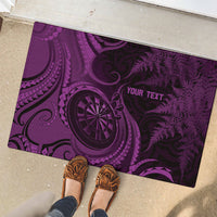 Personalised New Zealand Purple Darts Rubber Doormat Maori Fern Curve Style