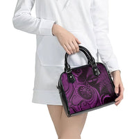 Personalised New Zealand Purple Darts Shoulder Handbag Maori Fern Curve Style