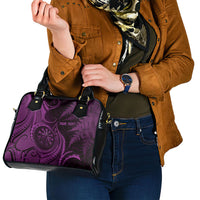 Personalised New Zealand Purple Darts Shoulder Handbag Maori Fern Curve Style