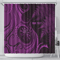 Personalised New Zealand Purple Darts Shower Curtain Maori Fern Curve Style