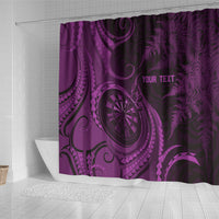 Personalised New Zealand Purple Darts Shower Curtain Maori Fern Curve Style