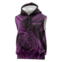 Personalised New Zealand Purple Darts Sleeveless Zip Hoodie Maori Fern Curve Style