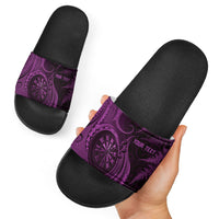 Personalised New Zealand Purple Darts Slide Sandals Maori Fern Curve Style