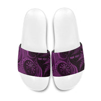 Personalised New Zealand Purple Darts Slide Sandals Maori Fern Curve Style
