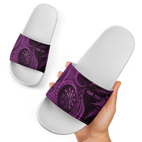 Personalised New Zealand Purple Darts Slide Sandals Maori Fern Curve Style
