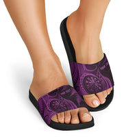 Personalised New Zealand Purple Darts Slide Sandals Maori Fern Curve Style