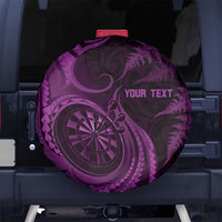 Personalised New Zealand Purple Darts Spare Tire Cover Maori Fern Curve Style