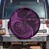 Personalised New Zealand Purple Darts Spare Tire Cover Maori Fern Curve Style