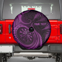 Personalised New Zealand Purple Darts Spare Tire Cover Maori Fern Curve Style