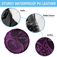 Personalised New Zealand Purple Darts Spare Tire Cover Maori Fern Curve Style