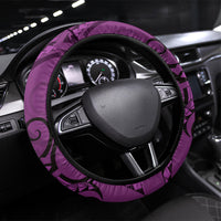 New Zealand Purple Darts Steering Wheel Cover Maori Fern Curve Style