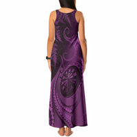 Personalised New Zealand Purple Darts Tank Maxi Dress Maori Fern Curve Style