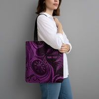Personalised New Zealand Purple Darts Tote Bag Maori Fern Curve Style